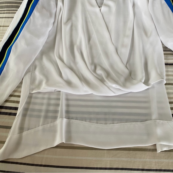 BCBGMAXAZRIA Seraphina Striped Surplice Blouse, Size Small - Picture 9 of 11